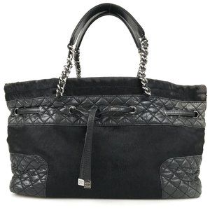 CHANEL Bag Handbag Matelasse Leather Fur Black Authentic purse